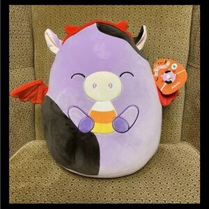 Squishmallow 12” ALEXIE The Devil COW Eating Candy Corn Halloween Plush Toy NEW